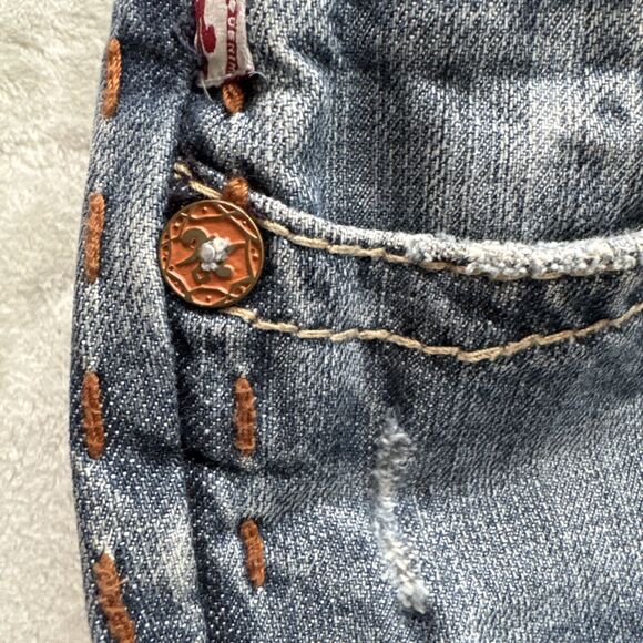 MEK Denim Jeans Boracay Bootcut Mens Distressed Embellished Medium Wash 32x32 - Picture 7 of 16